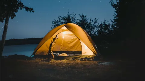 yellow camping tent