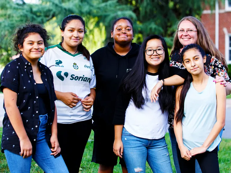 Missionary with a group of girls